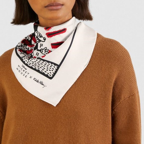 Coach Disney Mickey X Keith Haring Silk Bandana - Picture 2 of 8